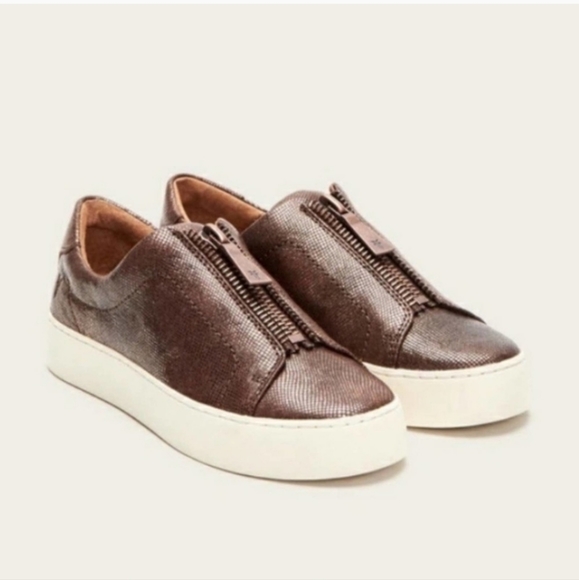 Frye Shoes - Frye Lena Metallic Brown Zip Low Sneaker Size 10M